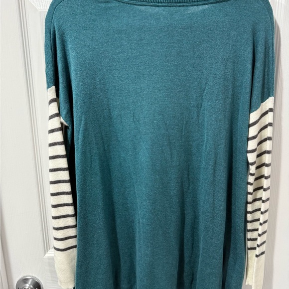NWT Matilda Jane Turquoise Knit Top with striped sleeve, size M - Picture 6 of 6